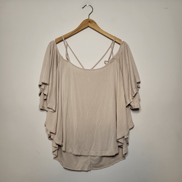 🔥ABSOLUTE FINAL!💲⬇️Free People Cold Shoulder Styled Blouse, Size L ~ EUC - Picture 2 of 11